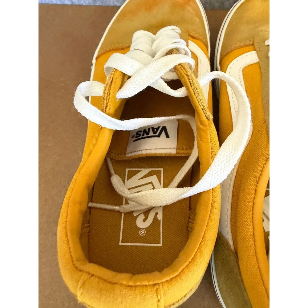 Vans Ward Low TopSneakers MustardYellow SuedeCanvas SkateShoes Men 10 Women 11.5